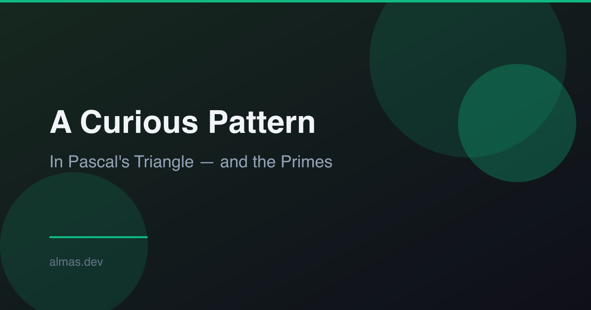 A Curious Pattern in Pascal’s Triangle and Its Connection to Primes