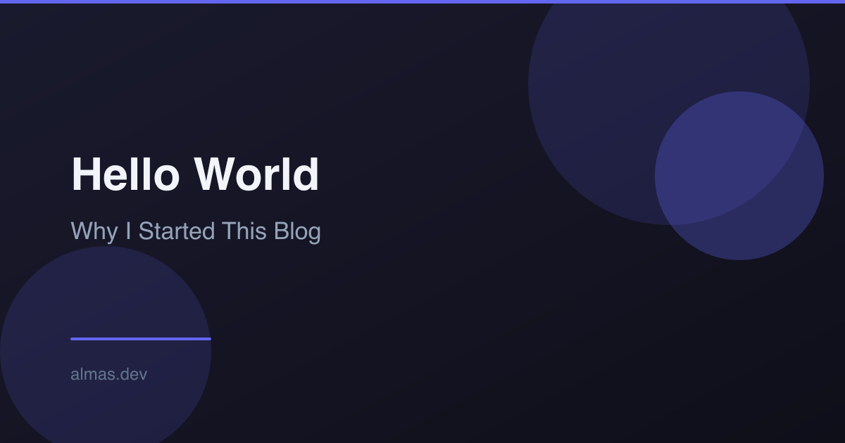 Hello World: Why I Started This Blog